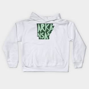 Arkansas Doodle Letters Map Outline-green Kids Hoodie